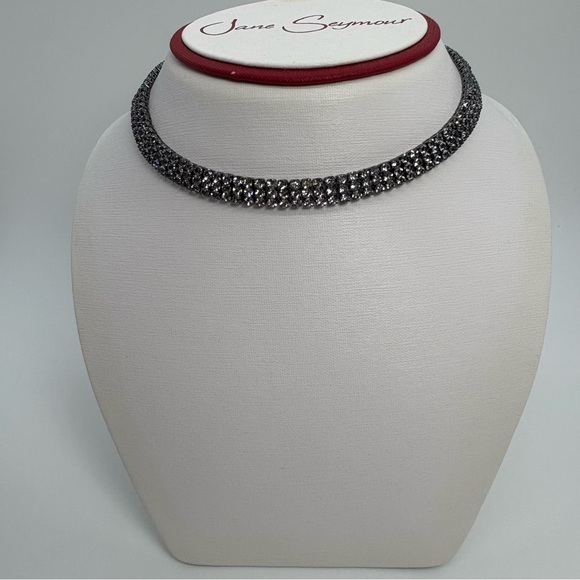 Black Tone Clear Crystal Rhinestone Choker Necklace And Earrings Set, Brand New - Picture 2 of 4